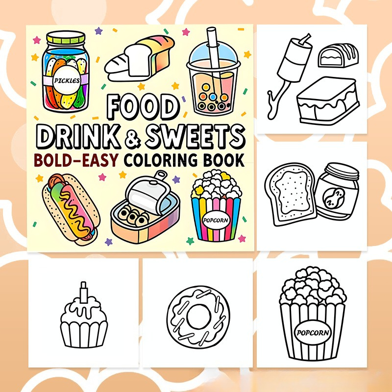 Food Drink & Sweets Bold Easy  - огляд і ціна Food And Snacks Coloring Book Bold And Easy
