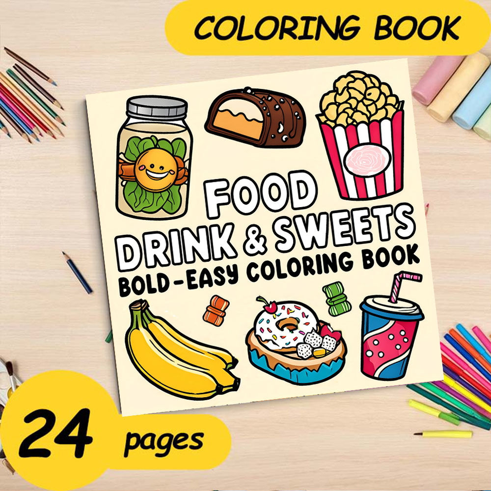 FOOD DRINK & SWEETS BOLD-EASY  - огляд і ціна Food And Snacks Coloring Book Bold And Easy