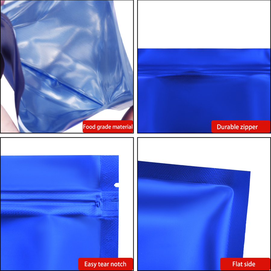 100pcs Matte Blue Foil Zipper  - огляд і ціна Food Snack