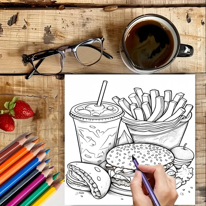 Fast Food Coloring Book for Ad - огляд і ціна Food And Snacks Coloring Book Bold And Easy