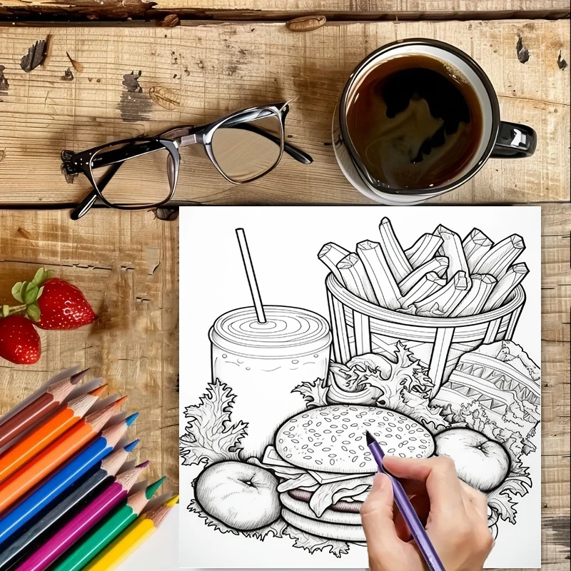 Fast Food Coloring Book for Ad - огляд і ціна Food And Snacks Coloring Book Bold And Easy